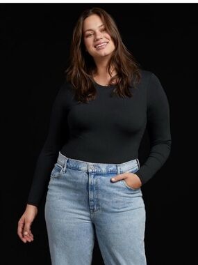 nuuds Black Long-Sleeve Seamless Crewneck Top Size XXXL